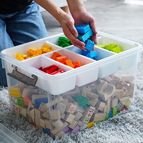 Citylife 32QT Clear Craft Organizers and Storage Box with Removable Tray - size: 32 Qt- 1 Pack