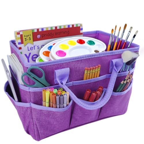 Art Supply Organizer Bag,Craft Organizer Tote Bag for Art Supplies - color: Purple