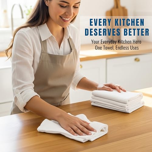 WHITEWRAP Flour Sack Towels 18x28 – 100% Cotton (Pack of 3), Reusable Kitchen Tea Towels for Baking, Crafts, Embroidery Ideas - color: White, size: 18"x28"- Pack of 3
