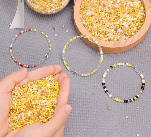 Yellow Seed Beads for Jewelry Making Glass Bugle Beads for DIY Craft - color: Yellow