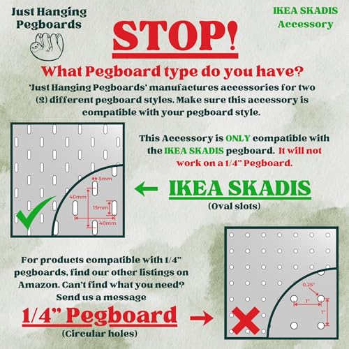 'Just Hanging Pegboards' Angled Spool Hooks Compatible with IKEA SKADIS – Pegboard Accessories for Thread, Embroidery & Sewing – Craft Room Organizer for Creative Workspaces (Glossy White, 12 Pack) - color: Glossy White