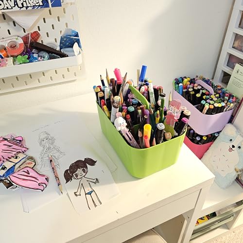Small Stackable and Portable Simple 6-Compartment Caddy - Made In USA (Green) - color: Green