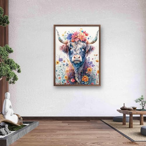 Leczany Cross Stitch Patterns Stamped Kit for Beginners | Embroidery Supplies DIY Craft Kit Needlepoint for Adults Starter | 11CT, 3 Strands | Flowers and Cattle 15.8x20.9 inches - color: 11CT Stamped kits, Flowers and Cattle 15.8x20.9 inches