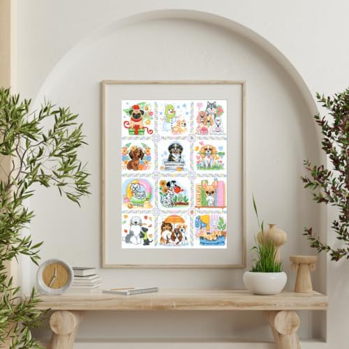 RIOLIS 2245 Dog Calendar Counted Cross Stitch Kit 11.75 x 15.75 in