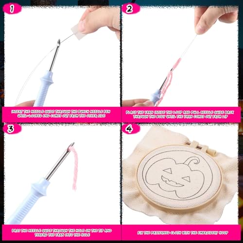Yaomiao 6 Pcs Halloween Punch Needle Coaster Kit for Beginners Adults - style: Cute Halloween