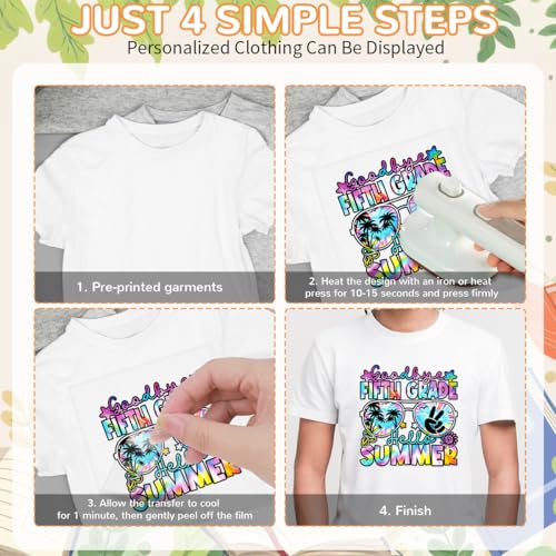 24Pcs 5th Grade Grad Dtf Transfers Ready to Press Fifth Grade Graduation Iron on Transfers for Tshirts Elementary School Heat Transfer Vinyl Stickers for Clothing Pillows Bag DIY Crafts - color: 5th Grade Grad