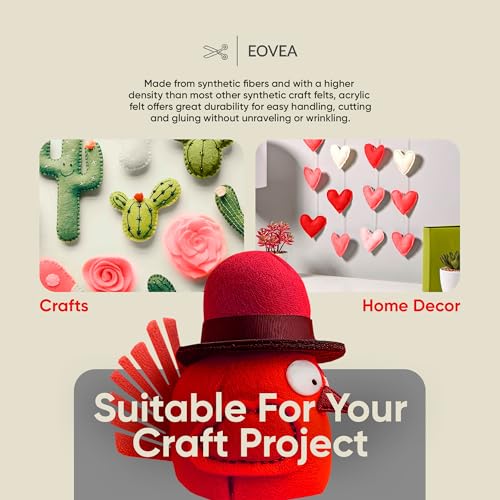 EOVEA | Acrylic Felt Fabric by The Yard | 72" Wide | 1.6mm Thick | Soft & Durable Non-Fraying Felt | for DIY Crafts, Sewing, Upholstery, Costumes & Padding(Heater Gray, One Yard) - color: Heather Grey, size: 1 Yard