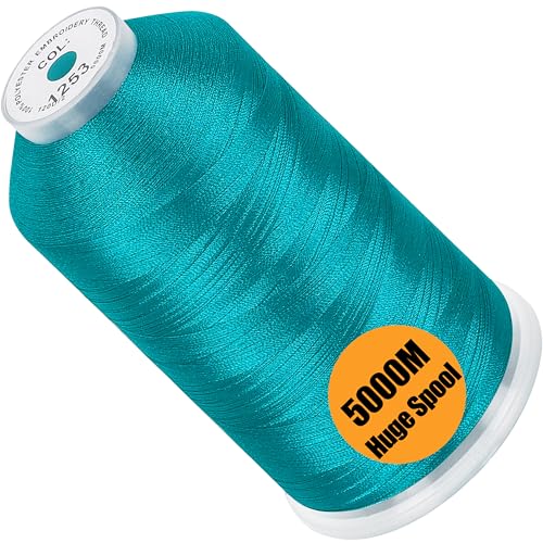 New brothread 5000M Huge Spool Embroidery Machine Thread - Teal - color: Teal-1253