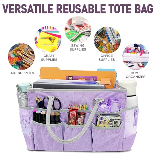 Cupohus Water-Resistant Art Organizer Tote Bag - Craft Storage Bag with Multiple Pockets and Handles for Artists, Kids, Students, and More – Lilac - color: Lilac