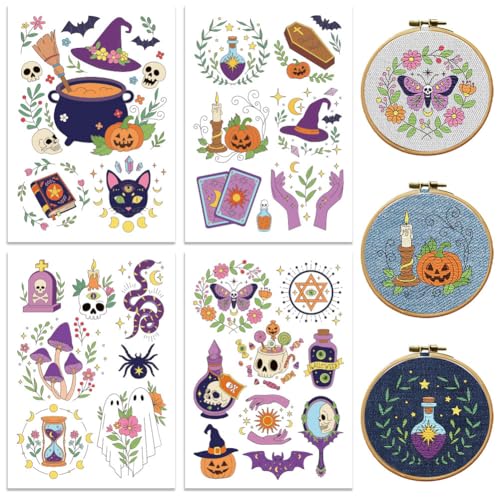 peacoblue Halloween Witchcraft Stick and Stitch Embroidery Patterns - color: Halloween witchcraft
