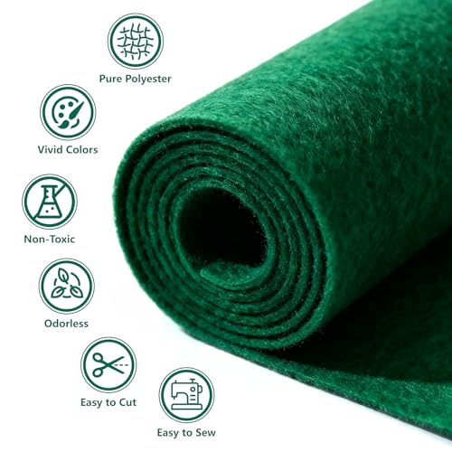Hunter Green Stiff Felt Sheet 36'' X 36'', 1mm Large Felt Fabric Sheet - color: Pure Green
