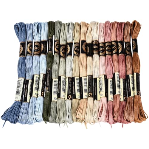 18 Skeins 157.5 Yards Variegated Cross Stitch Floss Colorful Friendship Bracelet String Gradient 6 Ply Polyester Embroidery Threads Bulk for Sewing Making Jewelry Needlecraft Knitting DIY - color: Brown