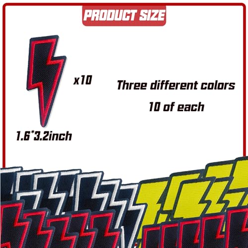 Lightning Bolt Iron on Patches Thunderbolt Sew on Patch for Clothing, Hats, Backpacks, Jackets, and Bags - color: Lightning Bolt