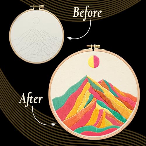 Unwynd Embroidery Kit Landscape for Adults and Beginners,Cross Stitch Craft - style: Pack of 1 - Landscape