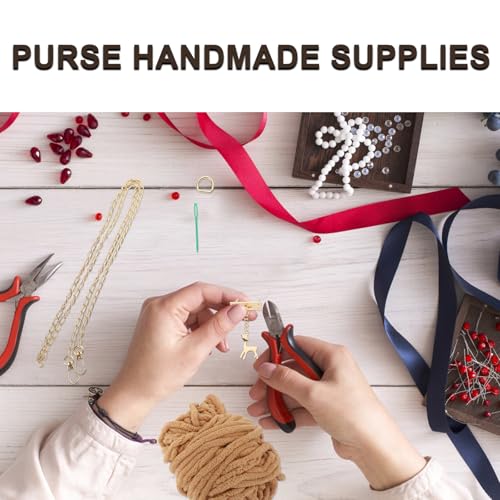 DOITOOL Purse DIY Sewing Kit with Deer Pendant - Handmade Braided Bag Material Set for Beginners Practical Crochet Purse Making Supplies 7.28X4.13X1.57 Inch - color: Khaki