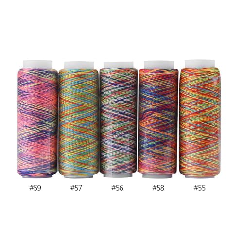 5pcs Rainbow Sewing Thread Set, 110m Gradient Color Multicolor Thread for Sewing, Quilting & Embroidery, for Sewing Machine & Hand Stitching