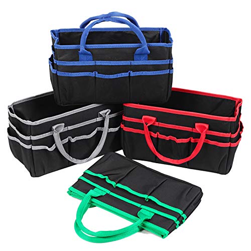 JJRING 600D Nylon Craft & Art Organizer Tote Bag With Pockets, Red