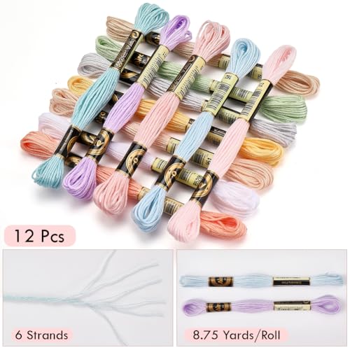 12 Skeins 105 Yards Macaron Pink Embroidery Thread for Knitting - color: Candy Color