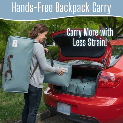 VENO 4 Pack Heavy Duty Moving Bags with Backpack Straps, Zippers & Handles, Extra Large Packing Bags for College Dorm Essentials, Moving Supplies Alternative to Cardboard Moving Boxes - color: Light Blue, size: 4 Pack