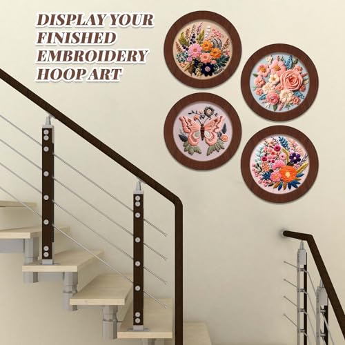Wenqik 6 Pcs Wood Embroidery Frames for Display Cross Stitch 8'', Round - style: Round