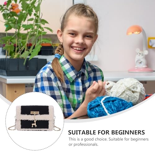 DOITOOL DIY Cross Stitch Purse Kit Handmade Woven Bag Material Set with Deer Pendant Purse DIY Sewing Kit for Crochet and Knitting 7.28 X 4.13 X 1.77 in for Phones and Cosmetics - color: Black