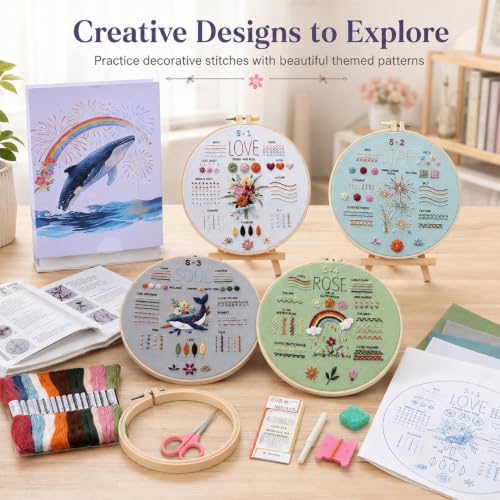 Nalexmi 3 Sets Christmas Embroidery Kits, Snowman, Santa, Jingle Bell (4, Colorful) - color: colorful