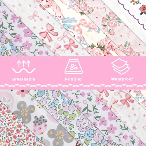 Aubliss 8pcs Fat Quarter Fabric Bundles (100% Cotton - 20'' x 20'') - color: Pink