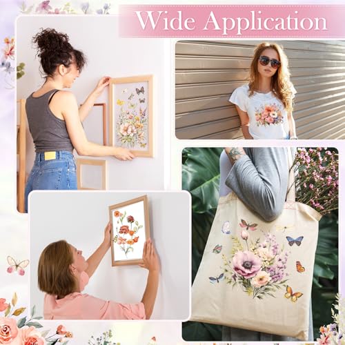 Fainne 12 Sheets Iron on Transfers, Vintage Flower Decals - style: Vintage