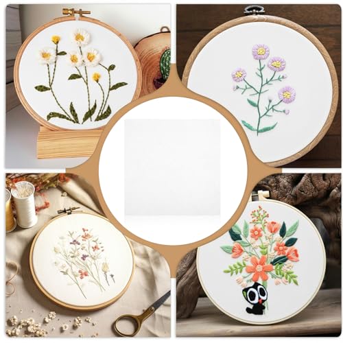 10 PCS Embroidery Cloth, Embroidery Cloth Fabric, 9.8 * 9.8inch EmbroideryFabric Squares, Pre-Cut WhiteFabric for Hand Sewing Clothes, Garment and DIY Craft