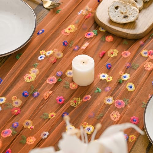 Horaldaily Fall Caramel Embroidery Tablecloth, 60×60 Inch Square - color: Caramel, size: 60" x 60" (Square)