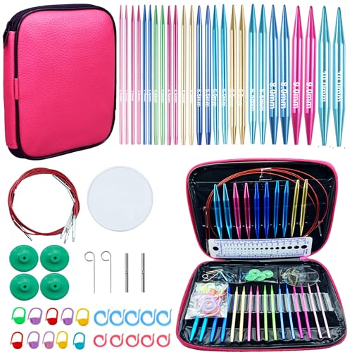 Weabetfu 60pcs Interchangeable Circular Knitting Needles Set,2.75mm-10mm
