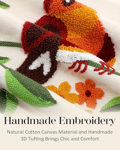 Embroidered Throw Pillow Cover, 20x12 Inch, Bird Branch - color: Tree Bird, size: 20" x 12" (Pack of 1)