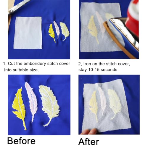Tender Iron-on Embroidery Backing, 12 inch x 10 Yard Roll Embroidery Stitch Cover, Soft Touch Cloud Like Embroidery Cover Up Backing Fusible Light Weight Stabilizer by HAGBOU (White) - color: White