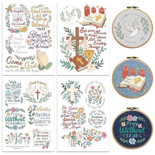 peacoblue Bible Verses and Flower Stick and Stitch Embroidery Patterns - color: Bible Verses and Flower