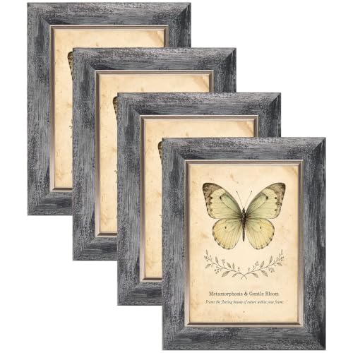 XUANLUO 5x7 Picture Frames Set of 4,Rustic Retro Photo Frame(Grey) - color: Grey-4pcs, size: 5 x 7 inch