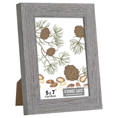 CORE ART 5x7 Picture Frame, Solid Wood Rustic Dark Gray - color: Dark Grey, size: 5x7 - 1 pack