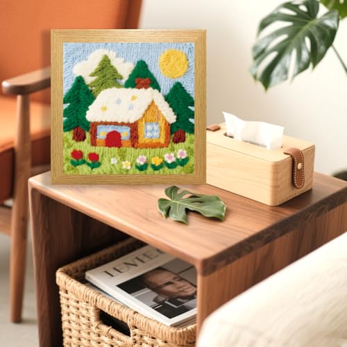 BEUNITONE Forest House Punch Needle Kit for Adults Beginners Christmas Gift - color: 07-Forest Hose
