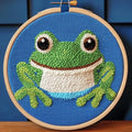 Punch Needle Kits for Beginners A Cartoon Cute Green Frog 20x20cm(2) - color: 09-Frog