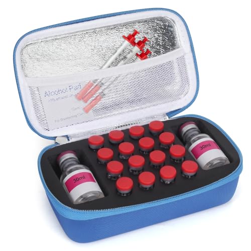 Peptide Case for Fridge, Vial Storage Case - 2Slots 30ml & 16Slots 3ml Blue - color: 2×30ml+16×3ml（blue）