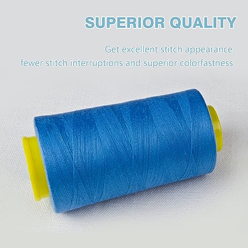 Azure Blue Serger Thread, All-Purpose Thread for Sewing, Thread, Polyester, 4 Cones of 3000 Yards Each Spool for Sewing Machine - color: 4 azure blue