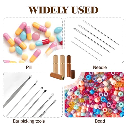 4 Pcs Portable Wooden Sewing Box, Versatile Wood Box Holder for Needles, Storage Embroidery Needle Hand Crafts Knitting Tool, Toothpick and Bead Storage