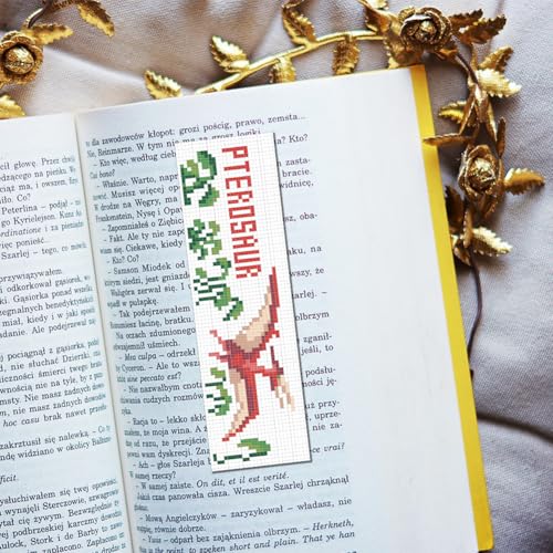 FREEBLOSS 6 Set Cross Stitch Bookmark Kit Cartoon Dinosaur Stamped Cross Stitch Kits for Beginners DIY Embroidery Bookmarks DIY Bookmark Kit for Adults Gift 6 * 20CM - style: Cartoon Dinosaur