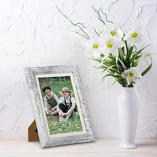 AEVETE Picture Frame 5x7 White Wash Photo Frames Rustic for Wall and Desk - color: White Wash, size: 5x7