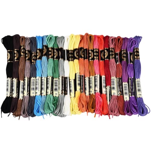 24 Skeins 210 Yards Colorful Embroidery Floss Variegated Gradient Cross Stitch Thread Needlepoint Friendship Bracelets Yarn String Threads Bulk for Hand Sewing Bracelet Making Craft Knitting - color: Mixed Color