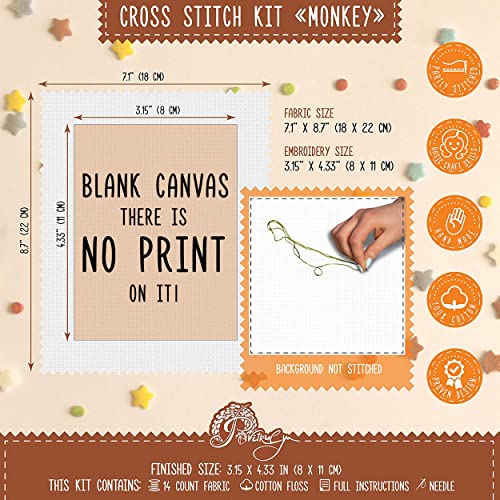 Povitrulya Cross Stitch Kit fors 'Monkey' - color: Monkey