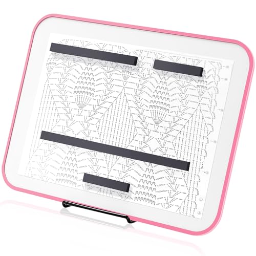 Flutesan 8 x 12 Inches Knitting Pattern Holder with 4 Replacement Magnets Knitting Chart Keeper Cross Stitch Magnetic Board Cross Stitch Accessories and Supplies for Crochet(Pink Border) - color: Pink Border, size: 8.27 x 11.81 Inches