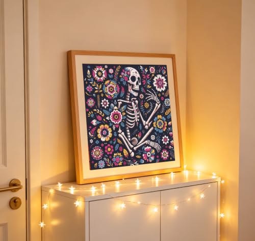 5D Flower Diamond Painting Kits for Adults, Floral Skull Diamond Art Kits - color: KM1187-1