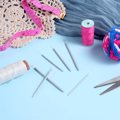 TIESOME 6 Pcs Metal Yarn Needle Set, Silver Yarn Thread Weaving Tools