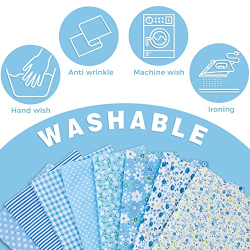 Aubliss 8pcs Fat Quarter Fabric Bundles (100% Cotton - 20'' x 20'') - color: Blue