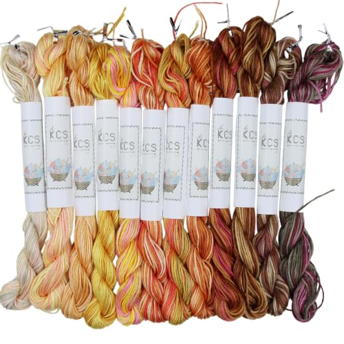 KCS Big skeins of 25 Meters Size 25 Color Variegated Cross Stitch Stranded Threads,12 skeins,08 - color: 12skeins08, size: 12 skeins